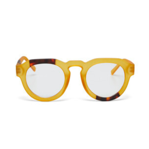 OKKIA Zeno Round Reading Glasses In Yellow Havana