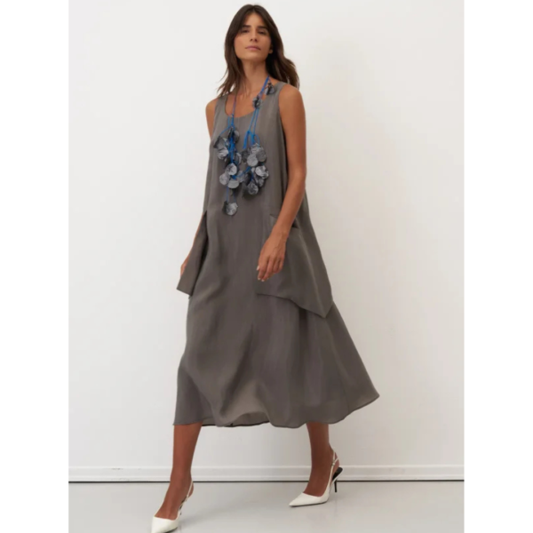 BIZE Mykonos Dress In Grey