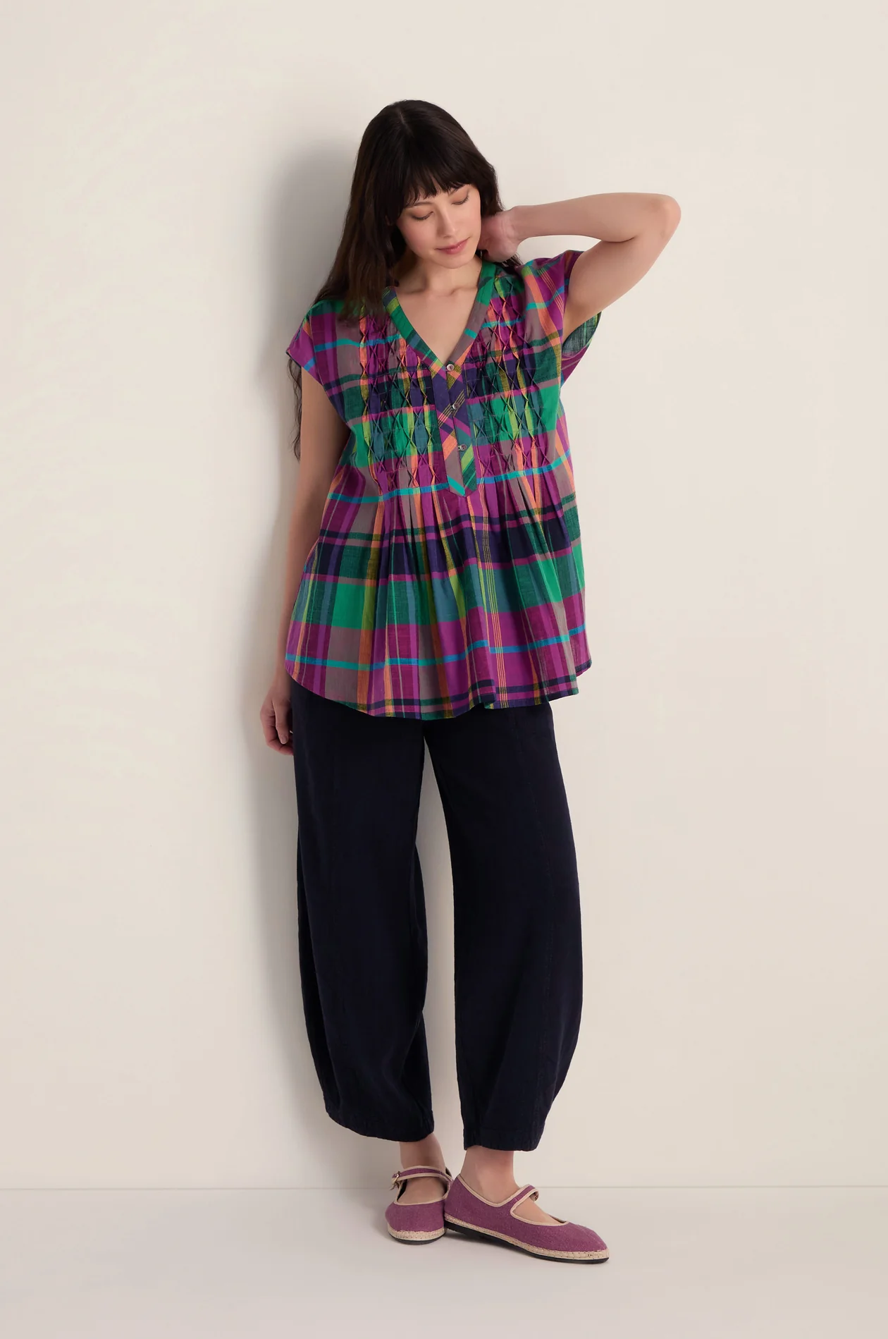 Sahara Madras Coloured Check Top - Image 3