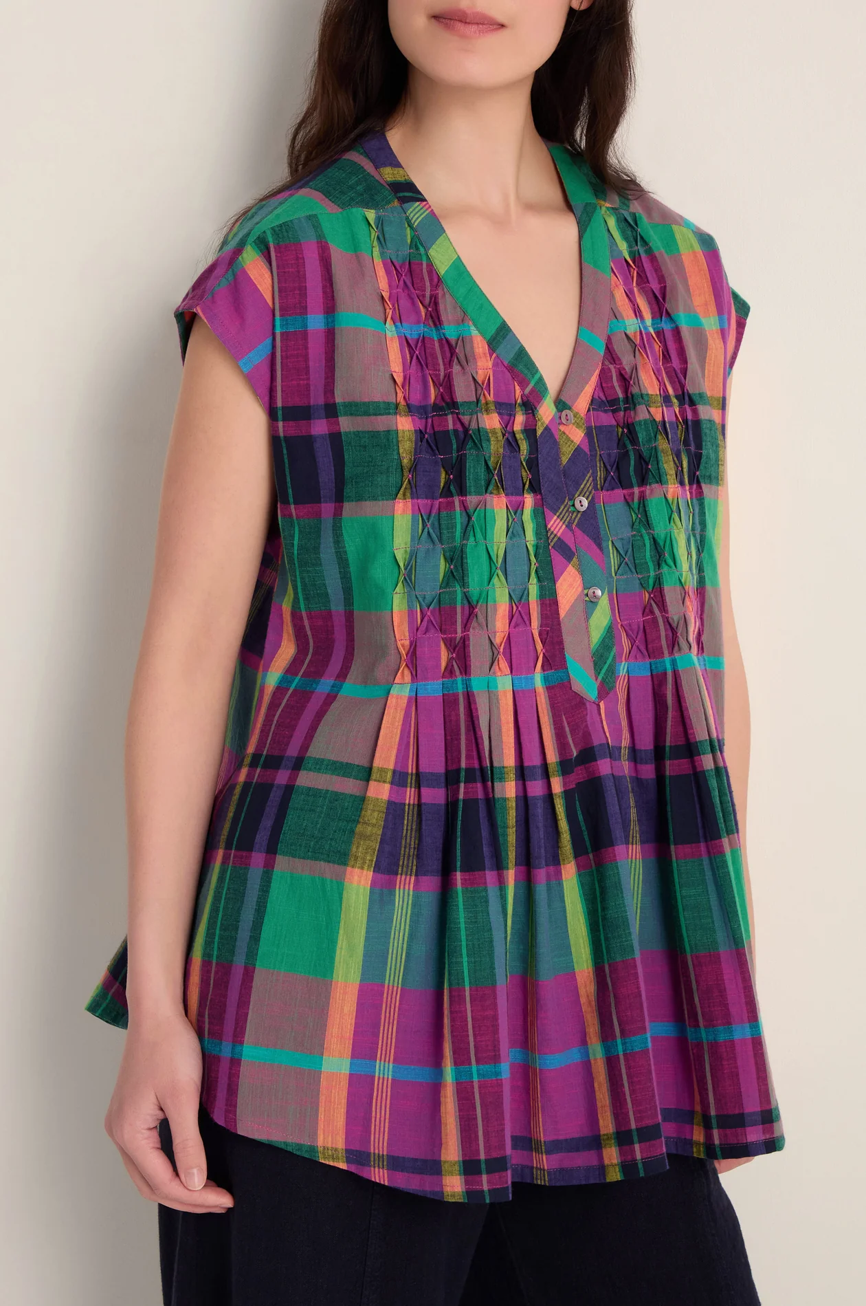 Sahara Madras Coloured Check Top - Image 2