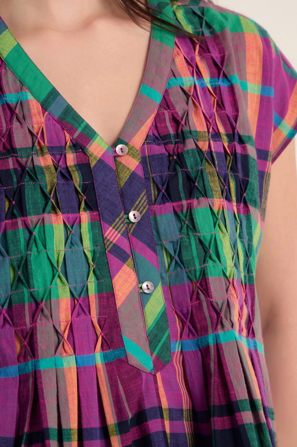 Sahara Madras Coloured Check Top - Image 5