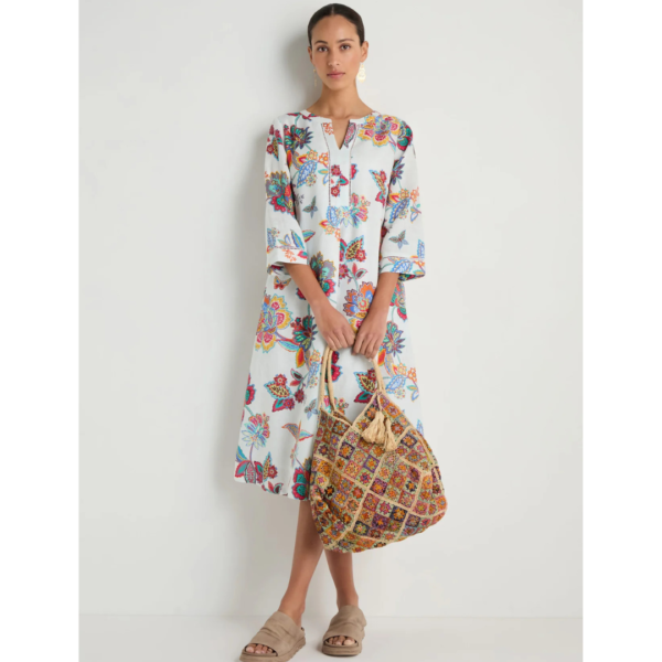 Sahara Botanical Floral Flare Linen Dress
