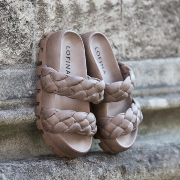 Lofina Sandals Taupe Woven Sliders